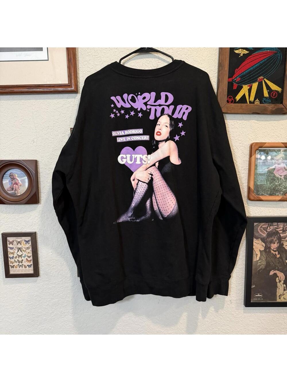 Olivia Rodrigo Guts World Tour‎ Official Black Crew Neck Long Sleeve Womens 2XL